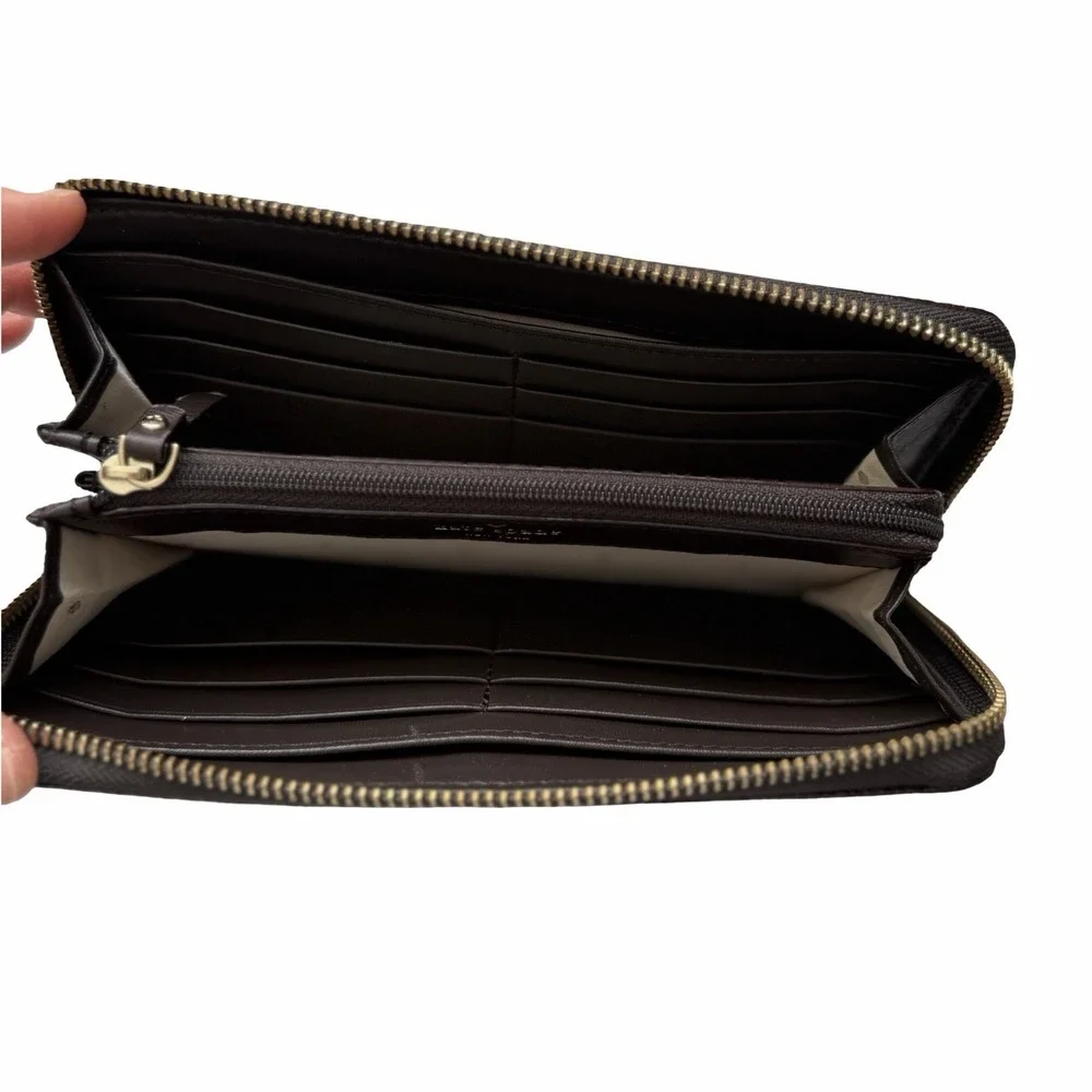 Kate Spade Snakeskin Embossed‎ Leather Metallic Zip Large Wallet in Brown/Gold